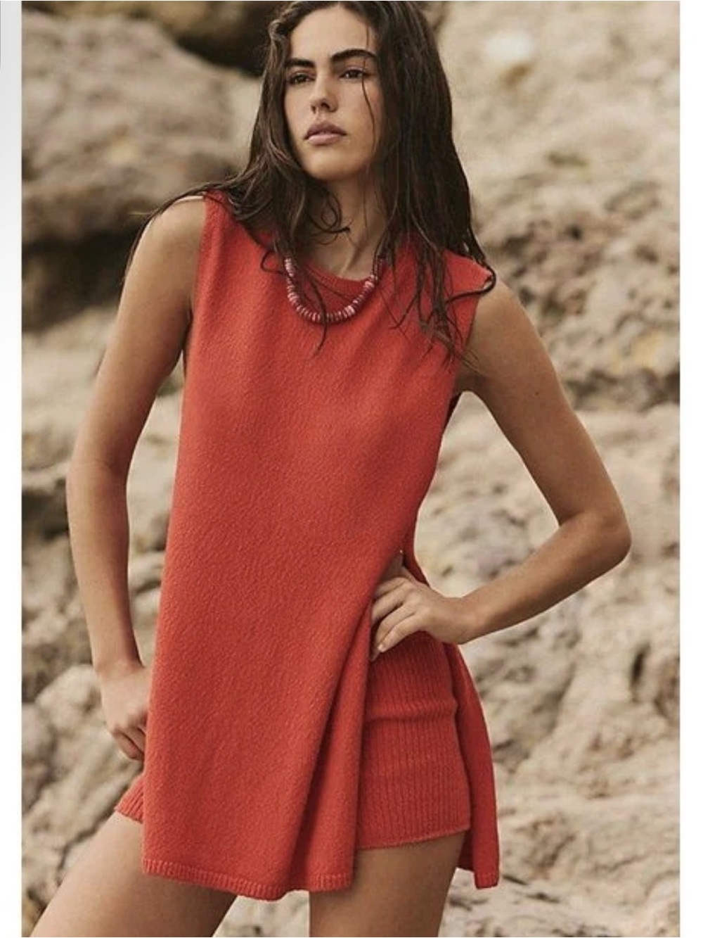 Free People free-est Miranda Sweater Set NWT Sleeveless Rust Large